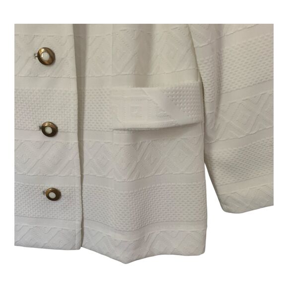 Vintage 70s 3 Piece Suit Women's SZ 12 Winter White Polyester Jacket Skirt Pants - Picture 5 of 16